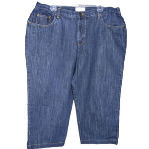 CJ Banks Capri Pants Women's Plus 18W Dark Blue Denim Comfort Waist High Rise